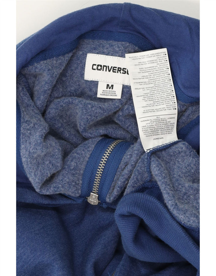 Maglione con cappuccio e zip grafica da uomo Converse in cotone blu navy medio