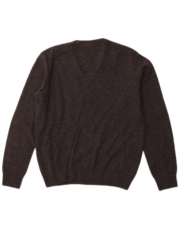 LACOSTE Maglione da uomo con scollo a V taglia 4 grigio medio in lana vergine