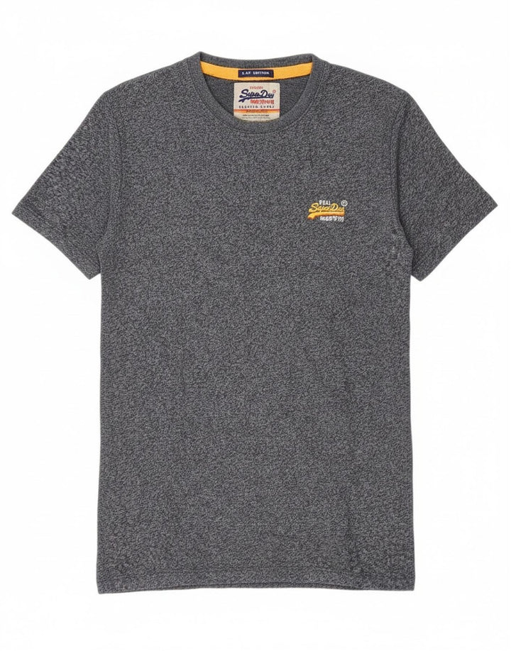 T-shirt da uomo Superdry Top Small in cotone screziato blu navy