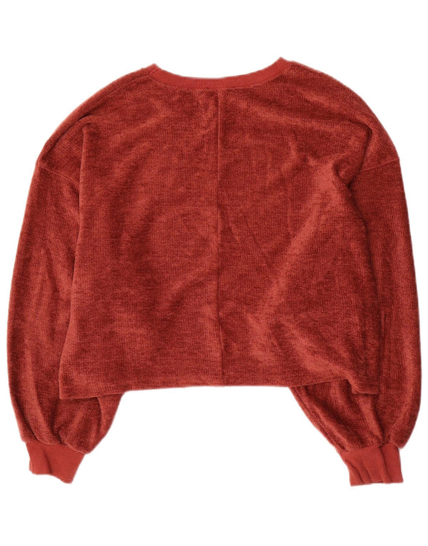Maglione maglione oversize con scollo a barca da donna Zara UK 10 piccolo poliestere rosso