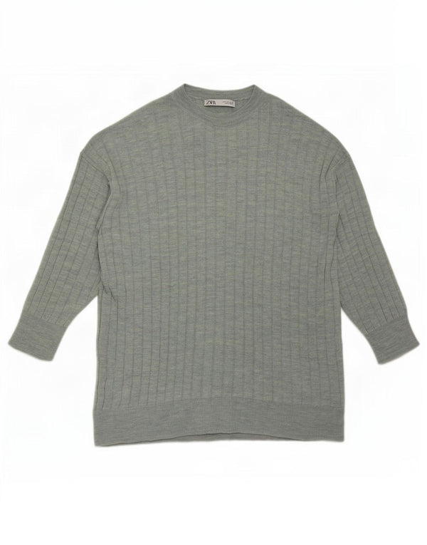 Maglione girocollo oversize da donna Zara UK 10 piccolo verde screziato