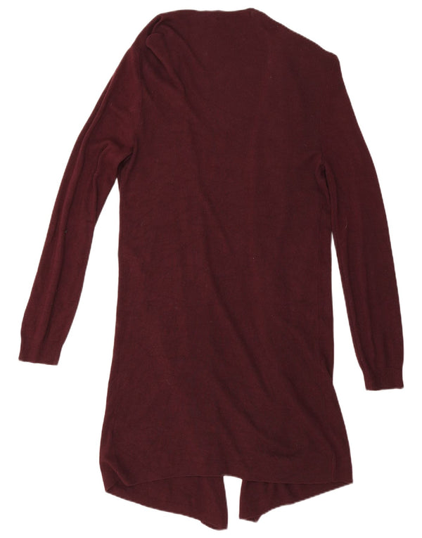 Maglione cardigan aperto lungo da donna Marks & Spencer UK 10 piccolo bordeaux