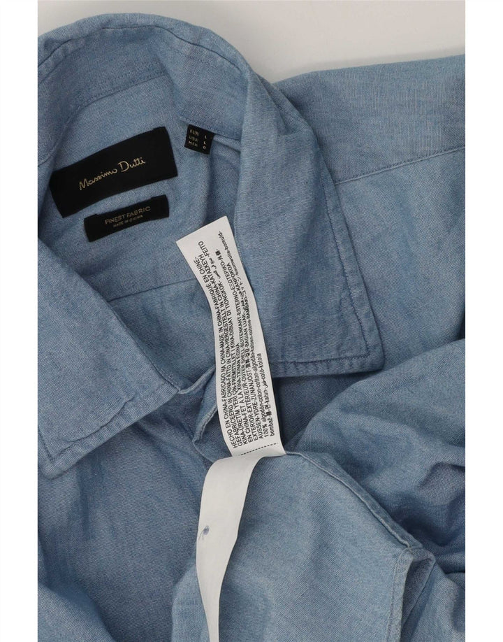 Camicia Uomo Manica Corta Massimo Dutti Large Blu Cotone