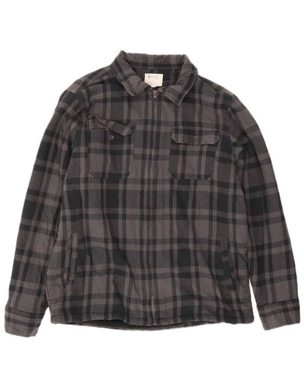 Mountain Warehouse Camicia da uomo in flanella da boscaiolo, cotone a quadri grigi grandi