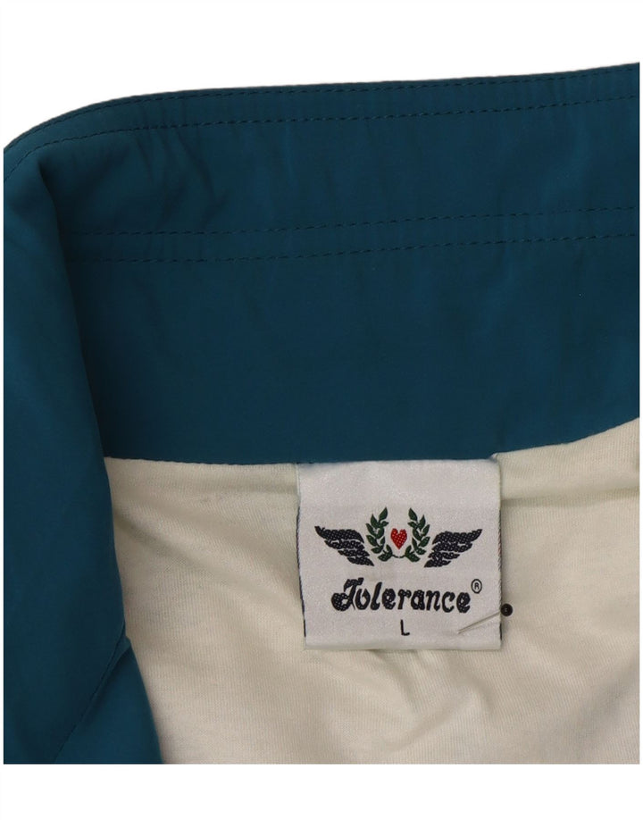 Giacca da ginnastica vintage da uomo, grande, in microfibra color block blu
