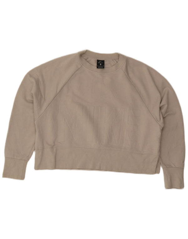 NIKE Felpa con grafica corta oversize da donna UK 14 Beige medio