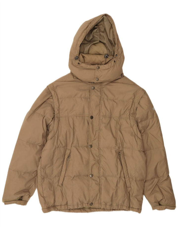 INVICTA Mens Hooded Padded Jacket UK 38 Medium Beige Polyamide
