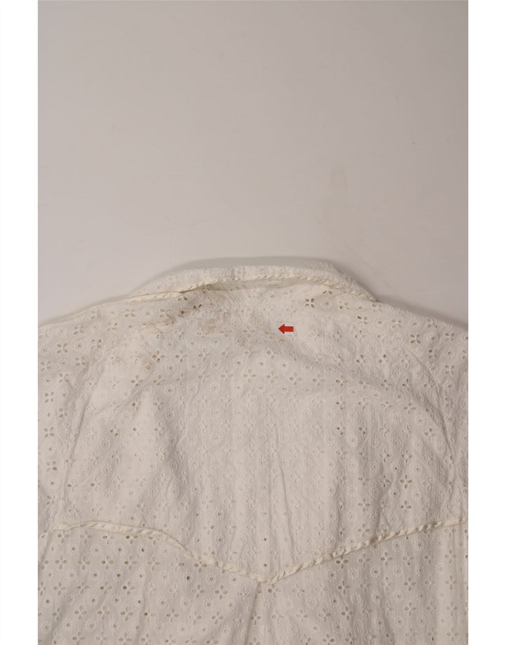 VINTAGE Womens Short Sleeve Cardigan Top UK 16 Large White Vintage Vintage and Second-Hand Vintage from Messina Hembry 