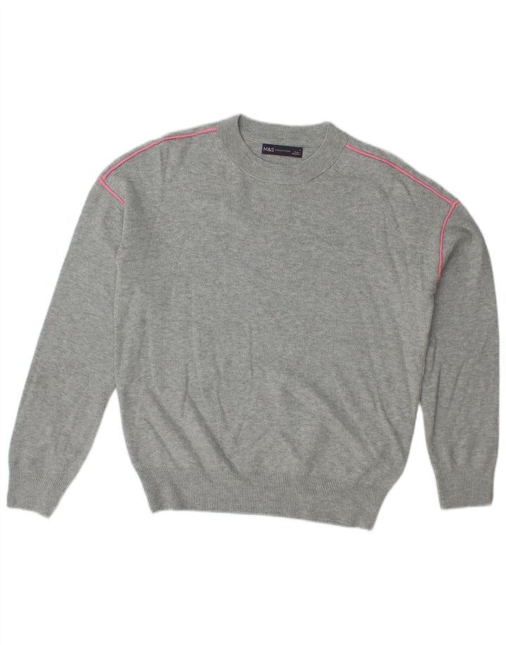 Maglione maglione girocollo oversize da donna Marks & Spencer UK 10 piccolo grigio