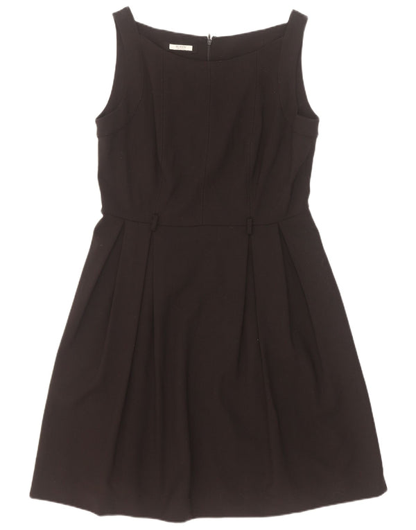 Abito a trapezio senza maniche vintage da donna UK 12 medio nero