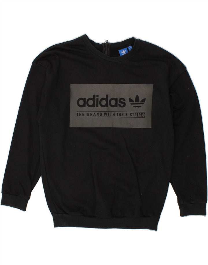 ADIDAS Womens Oversized Longline Sweatshirt Jumper UK 8 Small Black Vintage Adidas and Second-Hand Adidas from Messina Hembry 