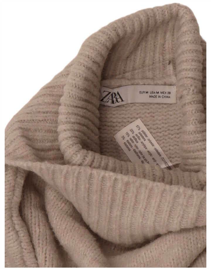 Maglione maglione oversize con collo alto da donna Zara UK 14 Poliestere beige medio