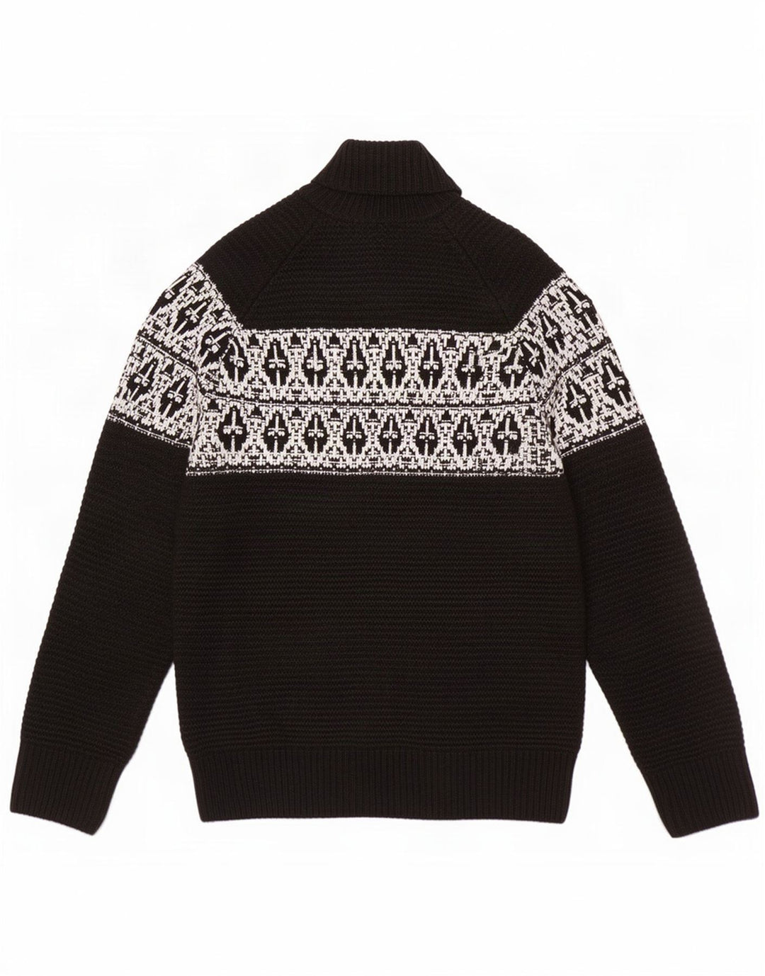 Maglione maglione a collo alto da uomo Marks & Spencer grande acrilico nero Fair Isle