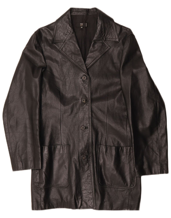 Cappotto in pelle vintage da donna IT 48 XL in pelle nera