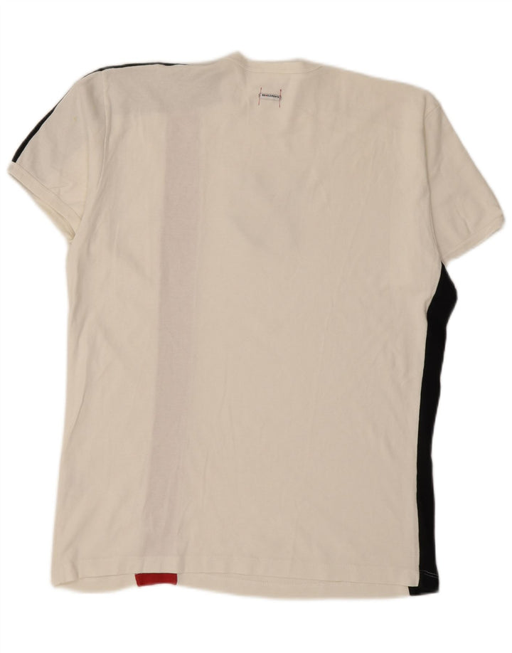 ZU ELEments T-shirt grafica da uomo Top grande in cotone color block bianco