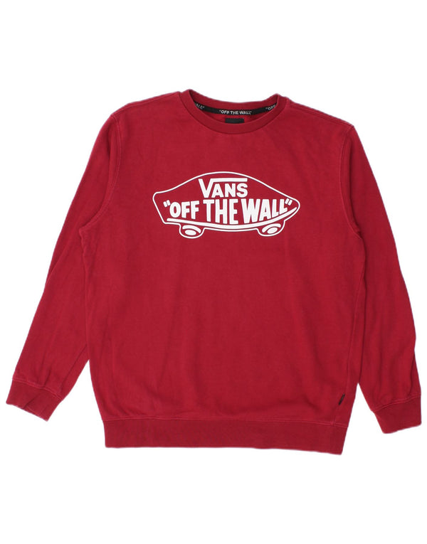 Felpa con grafica da donna Vans, maglione UK 16, grande, in cotone bordeaux