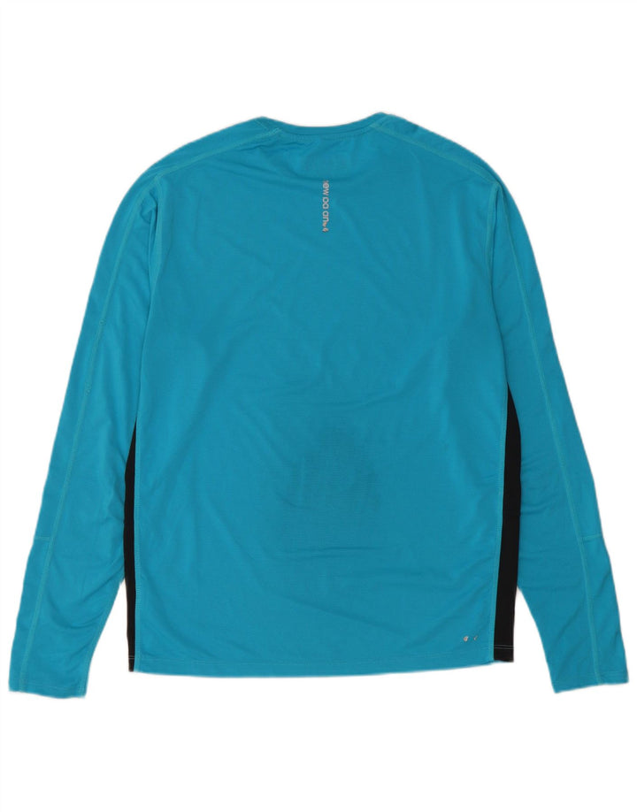 Maglia da uomo New Balance a maniche lunghe in poliestere color block blu medio