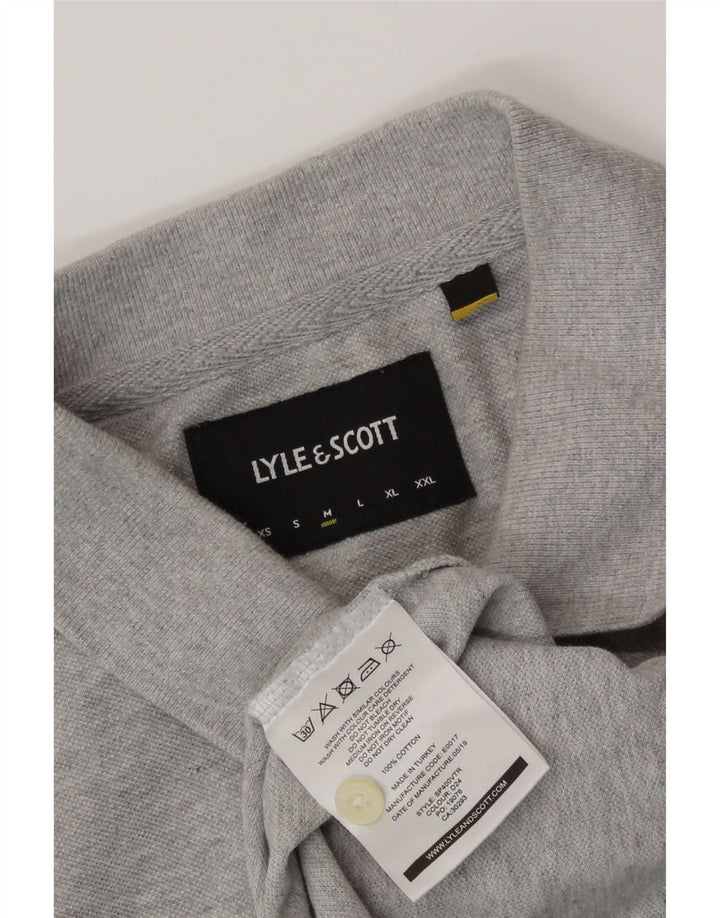 Polo da uomo Lyle & Scott in cotone chiazzato grigio medio