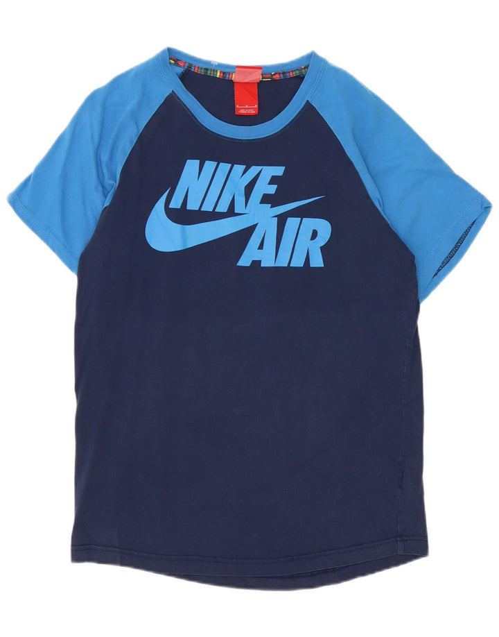 T-shirt grafica da uomo Nike Top in cotone color block medio blu navy