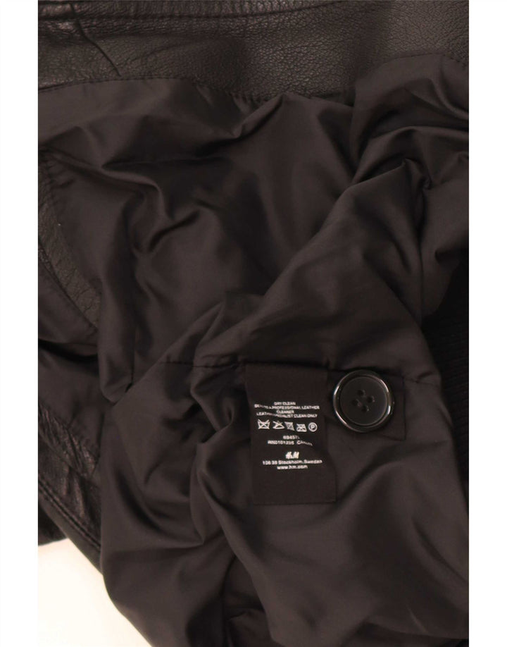 Giacca in pelle militare da donna H&M UK 14 media nera