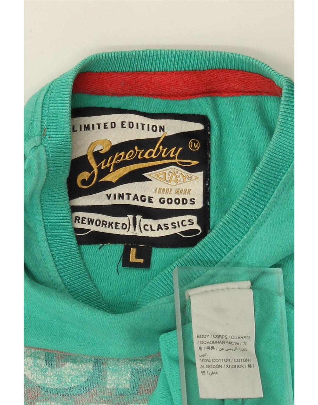 T-shirt grafica da uomo SUPERDRY Top grande in cotone turchese