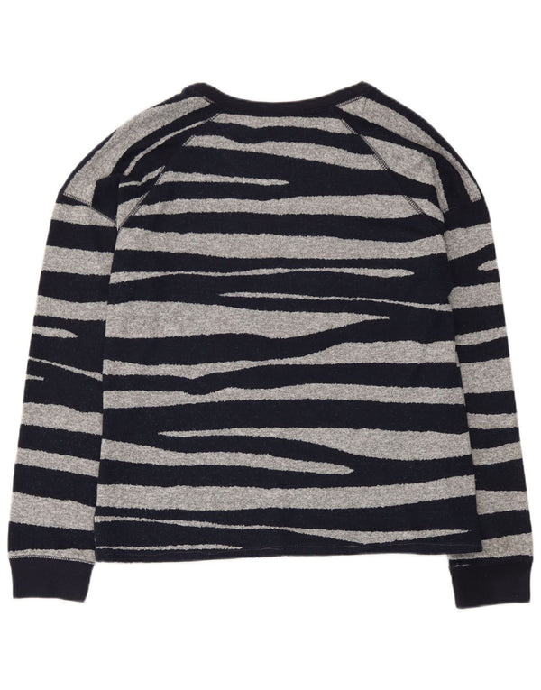 Marks & Spencer Top da donna a maniche lunghe UK 12 Medium Navy Blue Striped