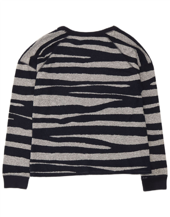 Marks & Spencer Top da donna a maniche lunghe UK 12 Medium Navy Blue Striped