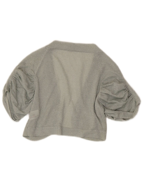 Maglione cardigan bolero a maniche corte da donna Coast UK 10 piccolo cotone grigio