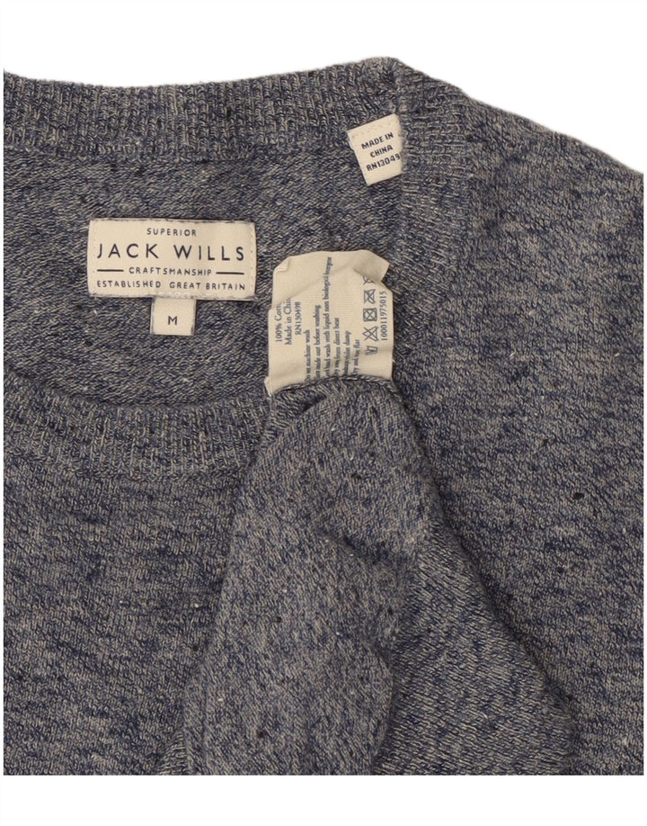 JACK WILLS Maglione da uomo girocollo in cotone screziato blu medio