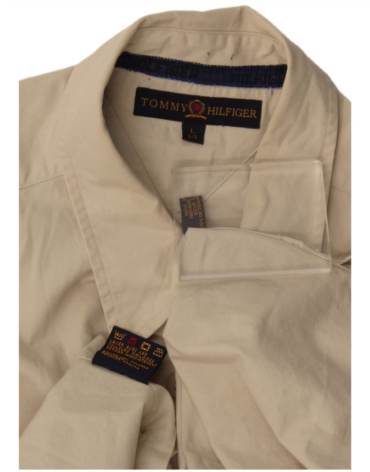 Camicia da uomo Tommy Hilfiger grande in cotone beige