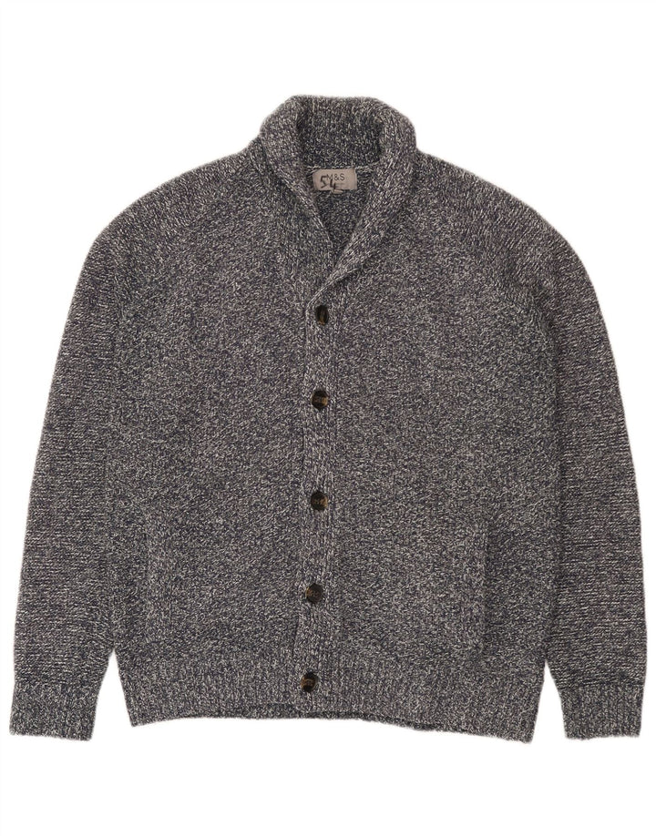 Maglione cardigan da uomo Marks & Spencer Acrilico screziato grigio medio