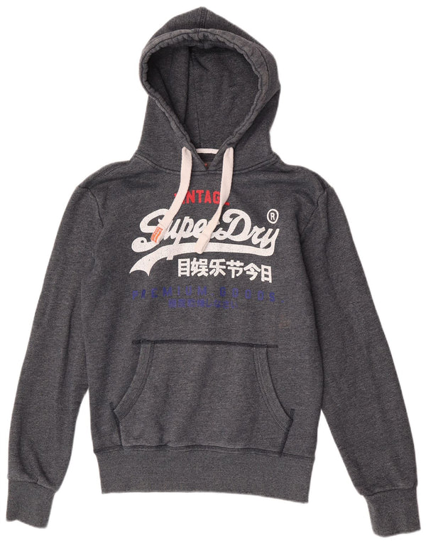 Felpa con cappuccio grafica da uomo Superdry Small in cotone grigio