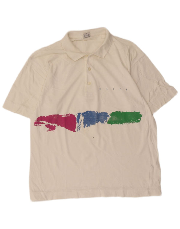 Polo da uomo vestibilità regolare Belfe UK 42 grande cotone tie-dye bianco