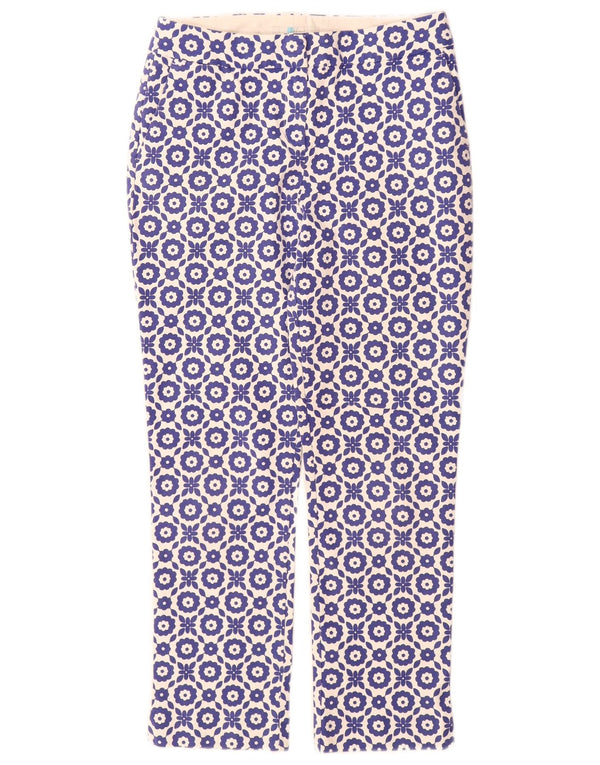 Pantaloni chino dritti da donna Boden UK 8 piccoli W28 L27 cotone floreale blu