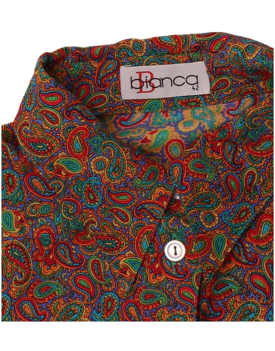 BIANCA Camicia da donna vestibilità ampia camicetta EU 42 grande Paisley multicolore