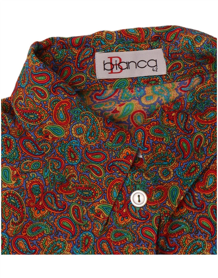 BIANCA Camicia da donna vestibilità ampia camicetta EU 42 grande Paisley multicolore