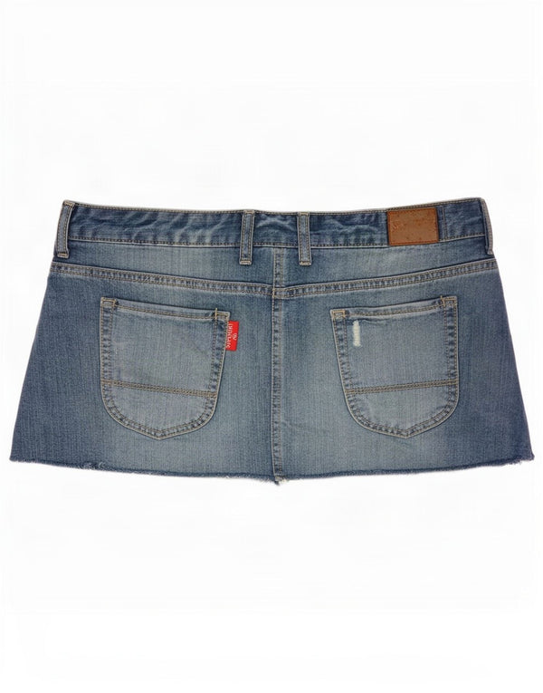 Minigonna da donna in denim invecchiato Superdry media W34 cotone blu