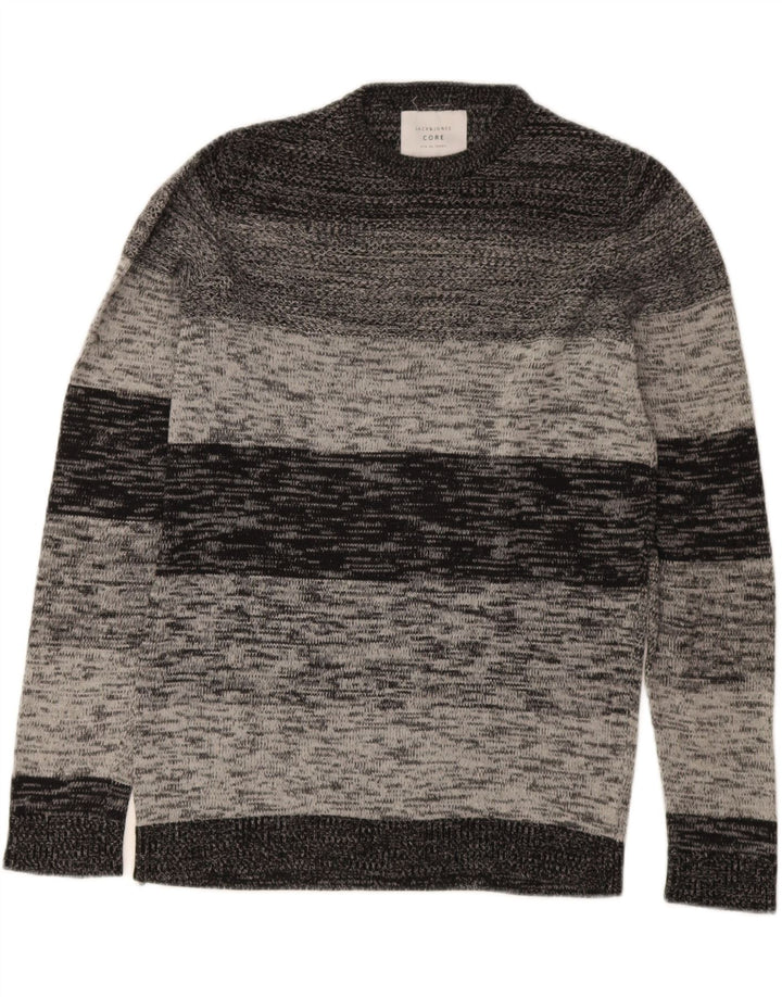 Maglione maglione girocollo da uomo Jack & Jones piccolo a righe grigie