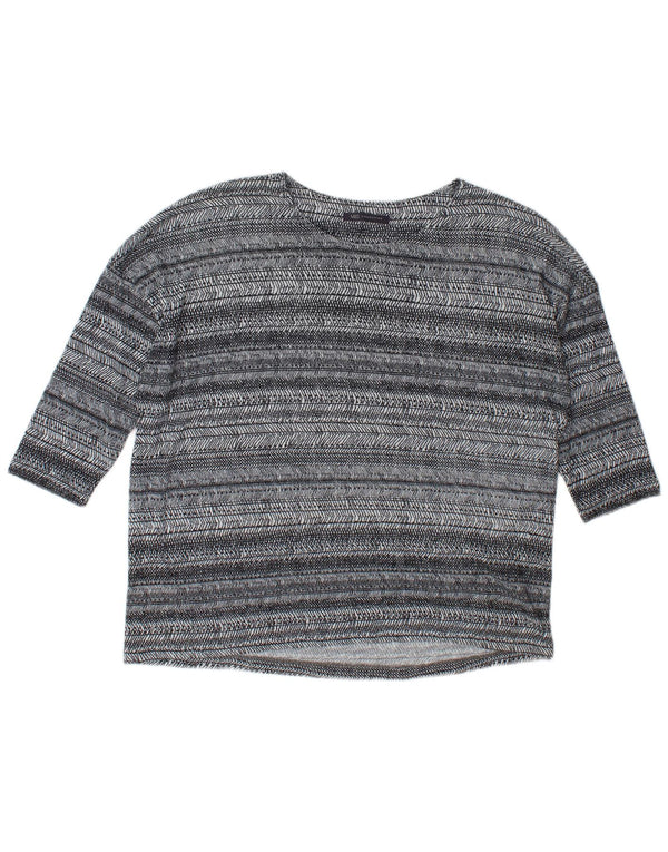 Top oversize da donna Marks & Spencer manica 3/4 UK 18 XL a righe grigie
