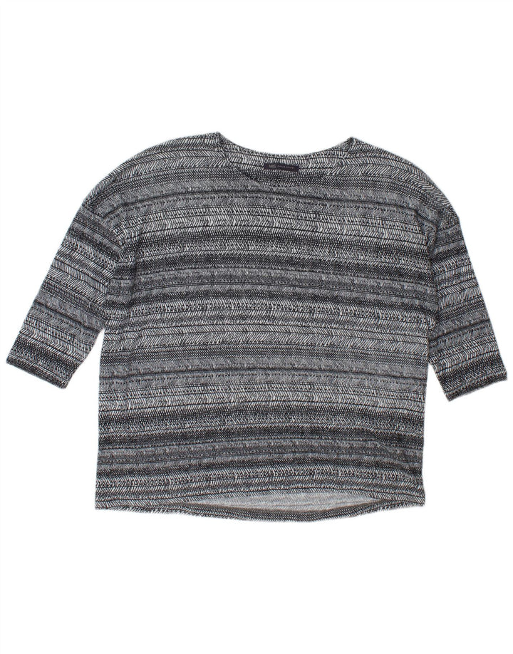 Top oversize da donna Marks & Spencer manica 3/4 UK 18 XL a righe grigie