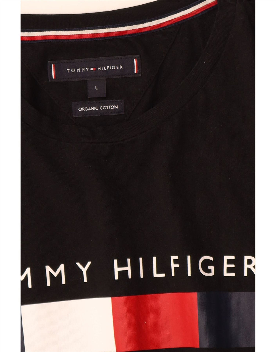 T-shirt grafica da uomo Tommy Hilfiger Top grande in cotone nero