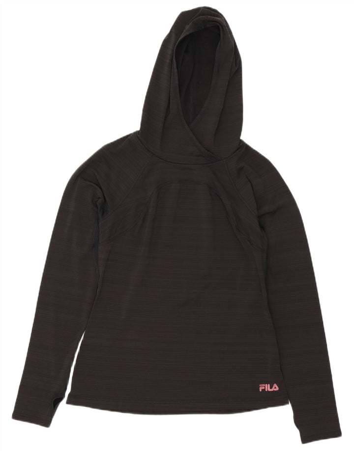 Fila da donna con cappuccio a maniche lunghe UK 12 medio poliestere gessato nero