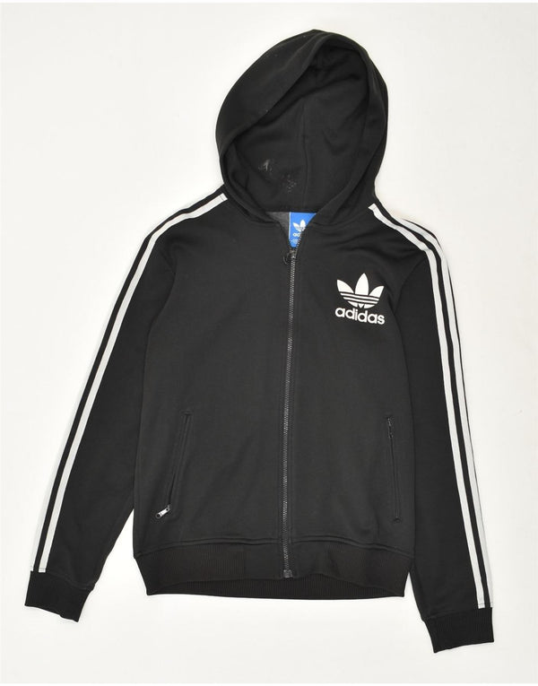 Maglione con cappuccio e zip grafica da donna ADIDAS UK 10 piccolo poliestere nero