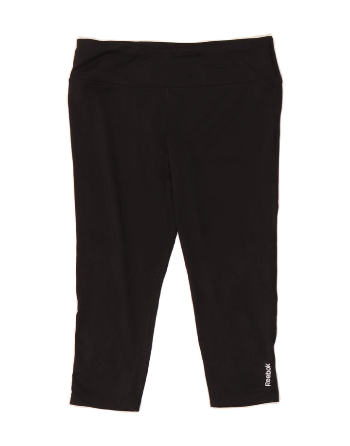 REEBOK Womens Capri Leggings UK 12/14 Medium  Black Polyester Vintage Reebok and Second-Hand Reebok from Messina Hembry 