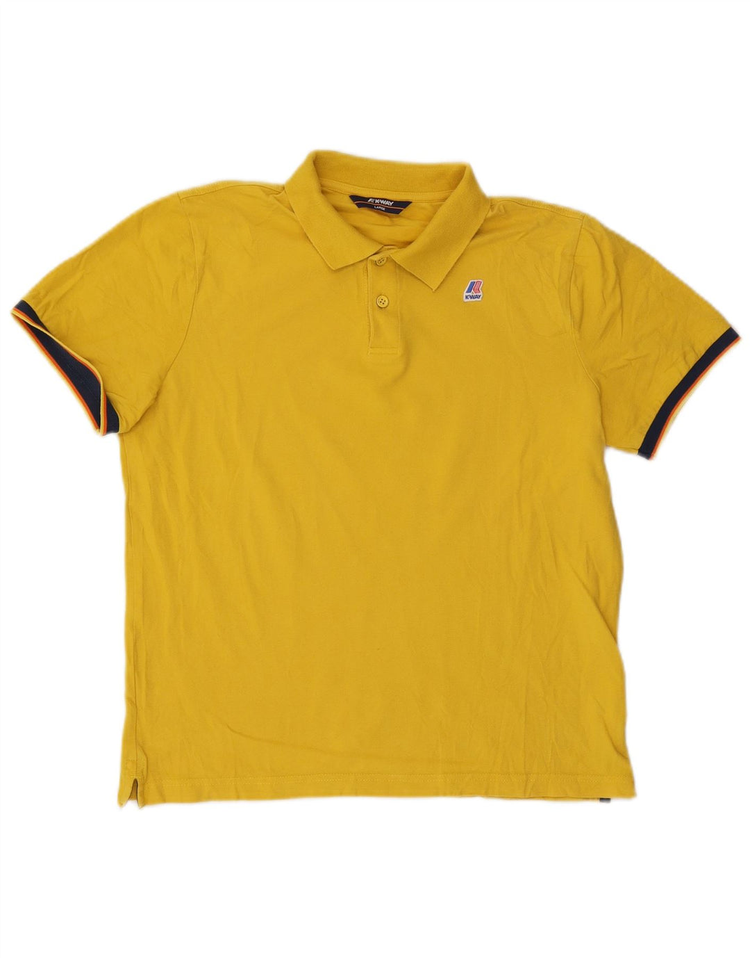 Polo K-Way da uomo grande in cotone color block giallo