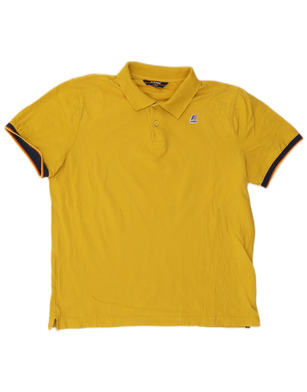 Polo K-Way da uomo grande in cotone color block giallo