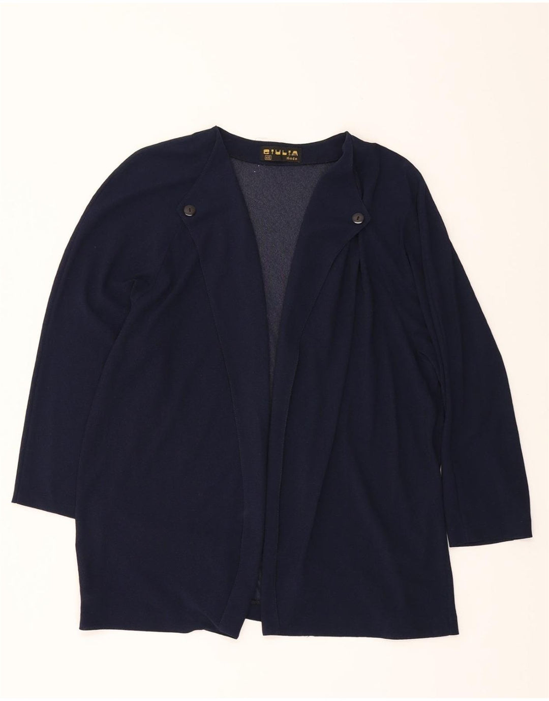 VINTAGE Womens 3/4 Sleeve Cardigan Top IT 46 Large Navy Blue Polyester Vintage Vintage and Second-Hand Vintage from Messina Hembry 