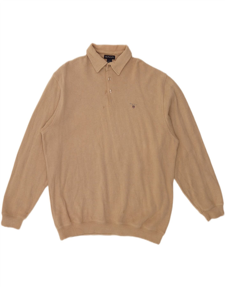 Gant Maglione da uomo con collo alto in cotone beige grande