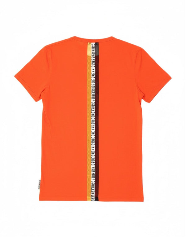 BIKKEMBERGS Mens Graphic T-Shirt Top Medium Orange Cotton