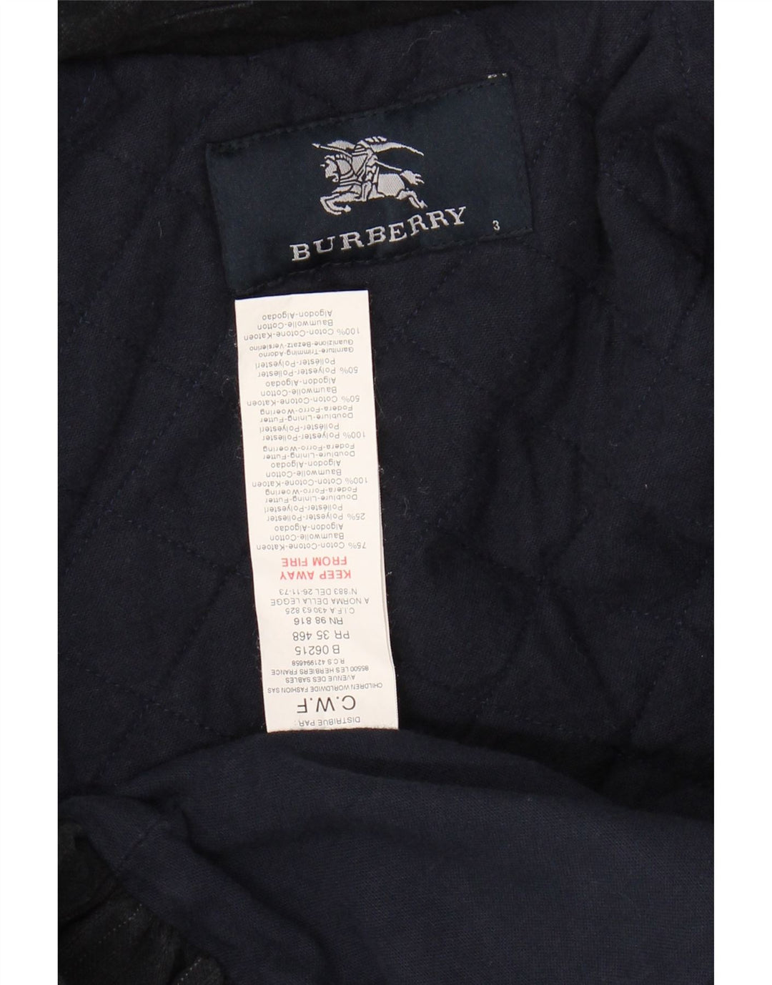 BURBERRY Cappotto Doppio Petto Bambina 2-3 Anni Cotone Gessato Nero